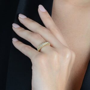 Anel Aparador Dourado Cravejado De Zircônia