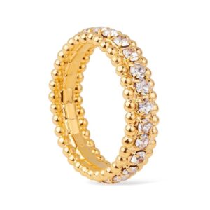 Anel Aparador Dourado Cravejado De Zircônia