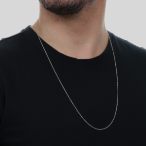 Corrente Ródio Masculina Elo 1 Por 1 - 2mm