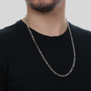 Corrente Ródio Masculina Elo 3 Por 1 - 4mm