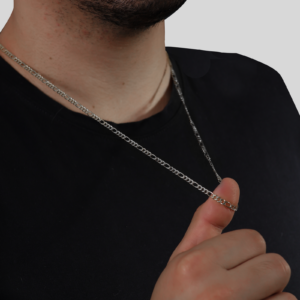 Corrente Ródio Masculina Elo 3 Por 1 - 3mm