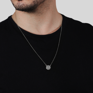 Escapulário Ródio Masculino Redondo São Jorge